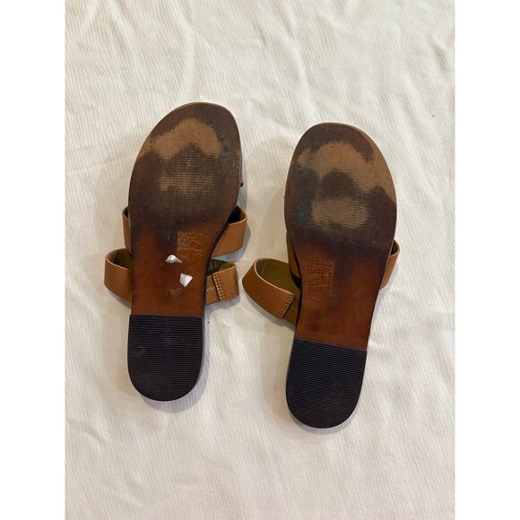 Madewell Tan Sandals The Mena Slide Leather Womens 6.5 Comfort Padding - Picture 11 of 12